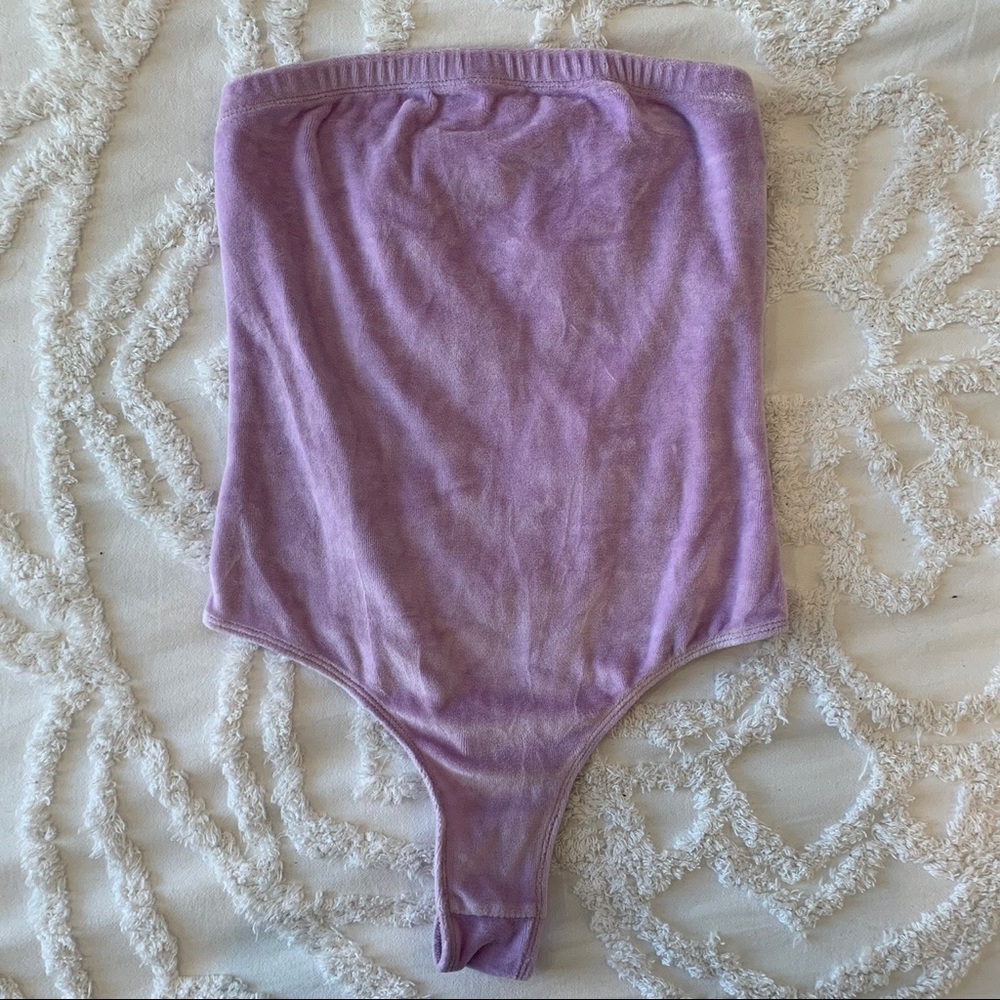 Lavender American Apparel Velour Bodysuit